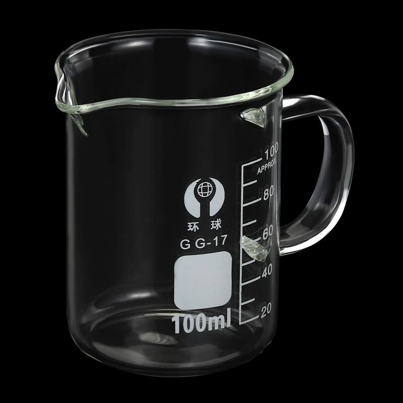 100ml Glass Beaker with Handle, 3.3 Borosilicate Graduated Lab Measuring Cups - Clear
