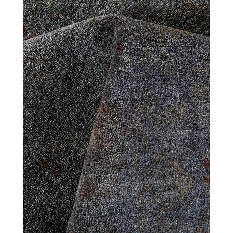 Overton Hand Knotted Wool Vintage Inspired Modern Contemporary Overdyed Gray Area Rug - 4' 2" x 6' 2"