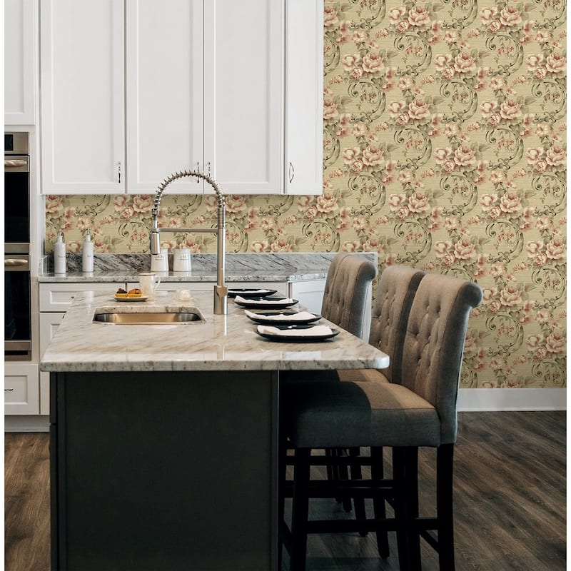 Seabrook Design Hera Floral Scroll Unpasted Wallpaper