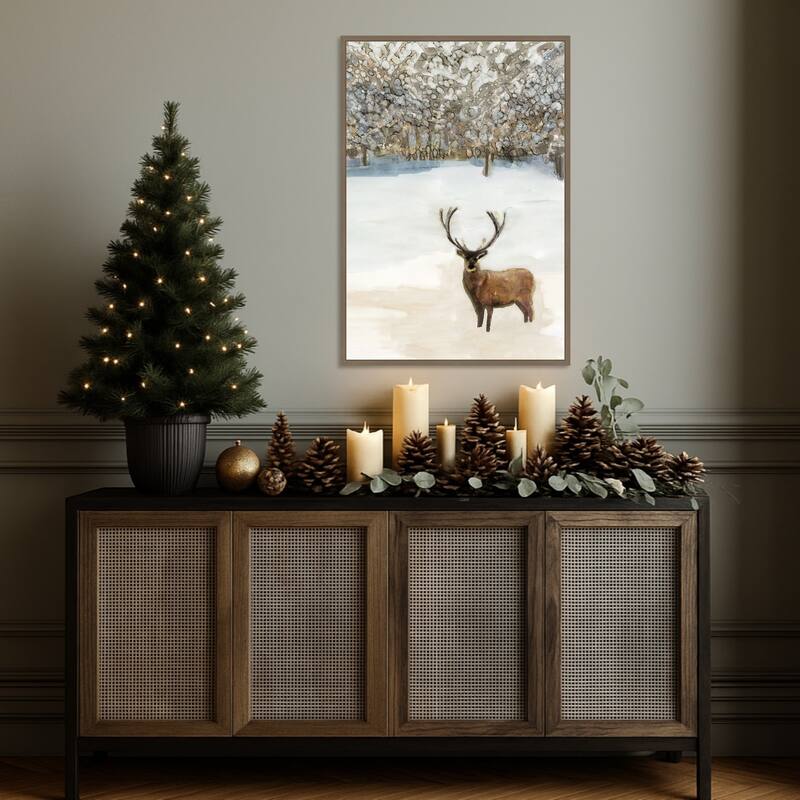 Grand Elk II by Stellar Design Studio (23 x 33 in.), Framed Canvas Wall Art Print - Sylvie Dark Gold