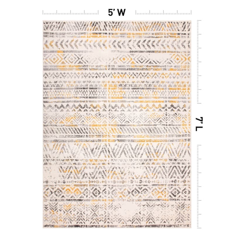 The Curated Nomad Midtown Geometric Distressed Bohemian Rug