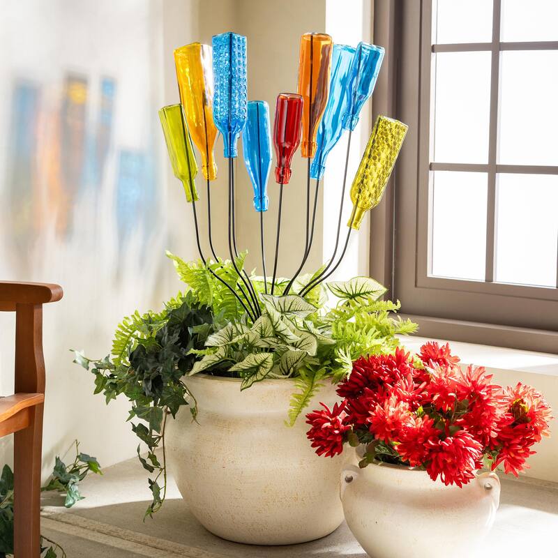 36" Metal Outdoor Bottle Tree Bush