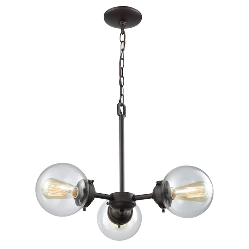 Beckett 22-inch Wide 3-Light Chandelier in Oil Rubbed Bronze with Clear Glass - 22in W x 22in D x 16in H - Oil Rubbed Bronze and Clear
