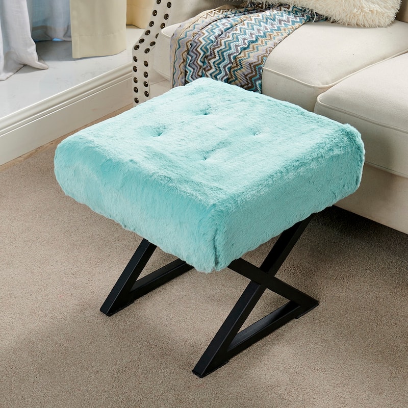 FauxFur Ottoman Vanity Stool 19"X19"X19".