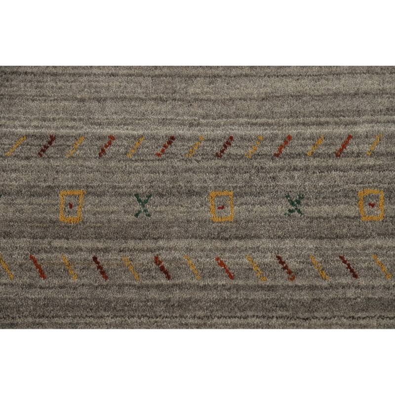 Hand Knotted Oriental 100% Wool Carpet Tribal Animal Pictorial Greys & Charcoal Gabbeh Area Rug - 9' 9'' X 7' 11''