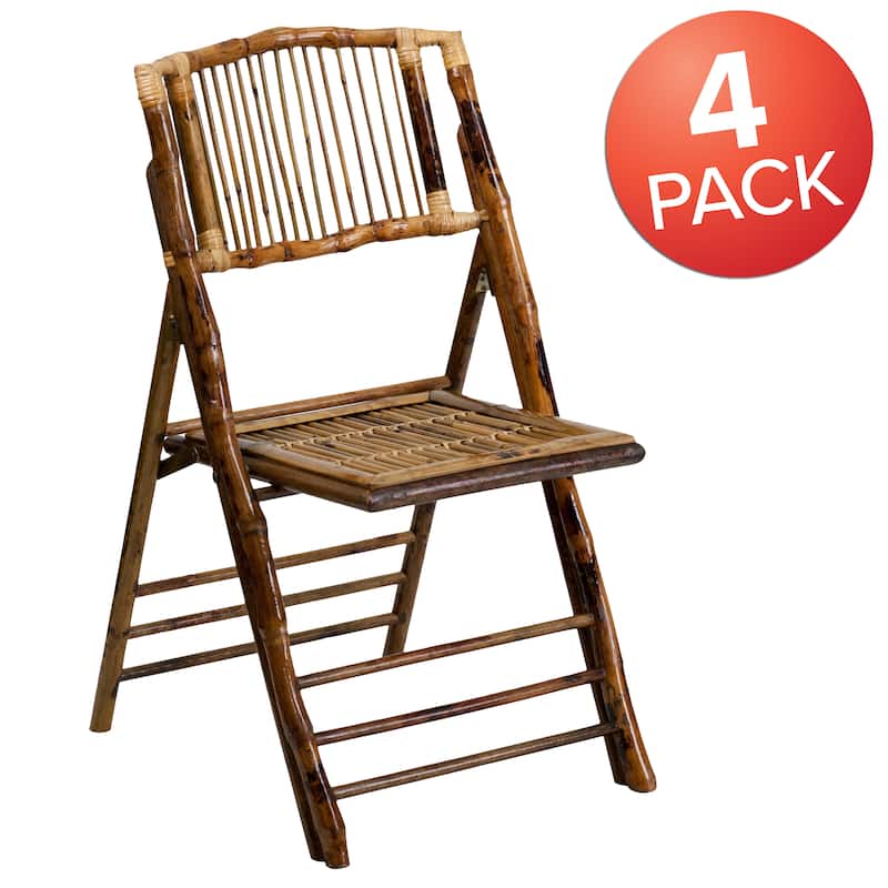 Bamboo Wood Folding Dining Chairs for Formal Events (Set of 4)
