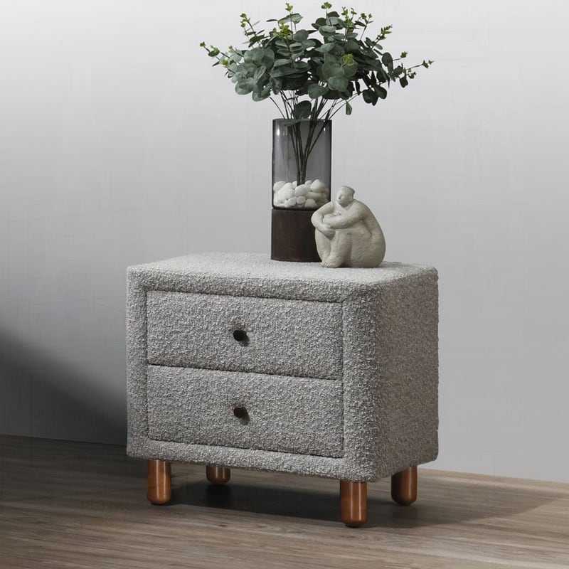 Charming Plush Upholstered Nightstand with Stylish Design for Bedroom