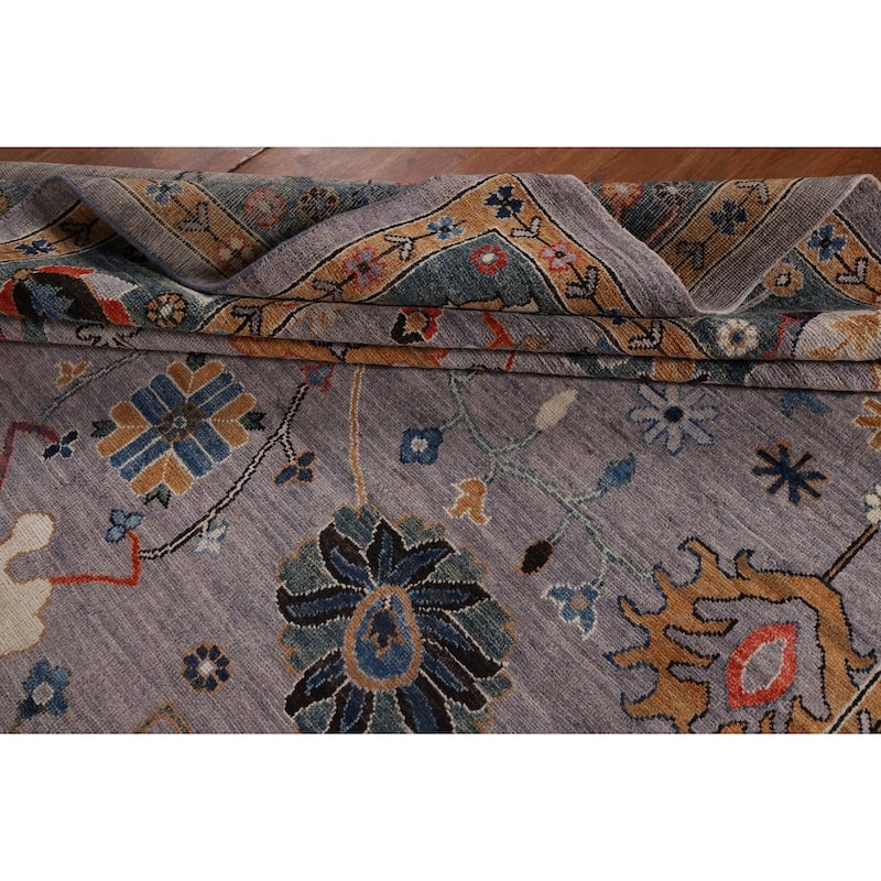Vegetable Dye Grey Oushak Turkish Rug Hand-Knotted Wool Carpet - 8'9"x 11'9"