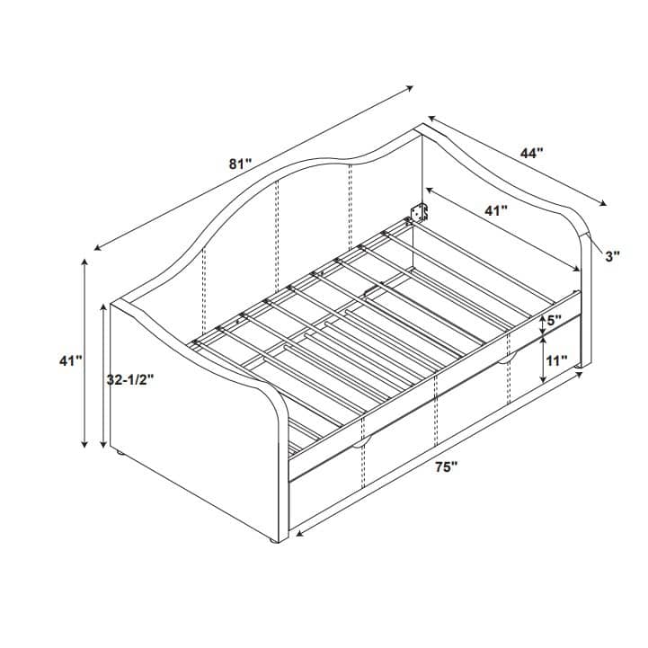 Linon Seraphina Grey Upholstered Daybed with Trundle