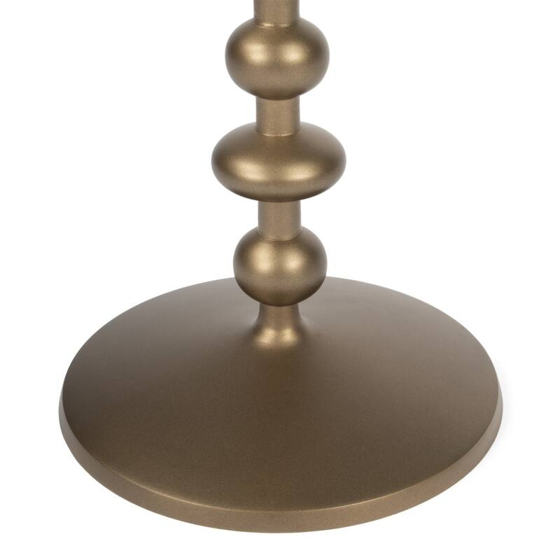 HomeRoots 19" Bronze Aluminum Round Drink Size Pedestal End Table - 12.00 in. x 19.25 in. x 12.00 in.