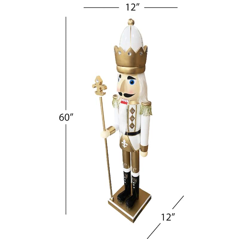 60" White & Gold Nutcracker