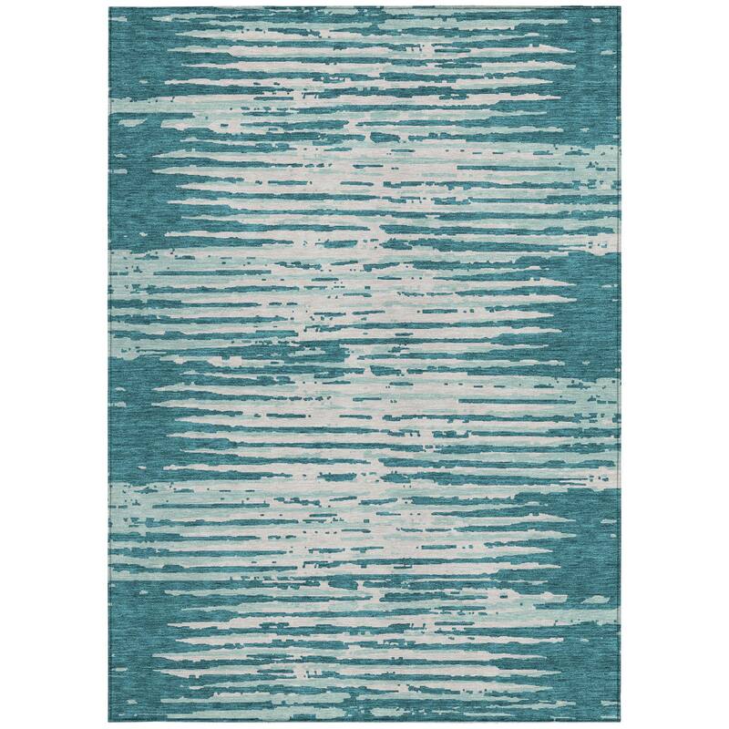 HomeRoots Striped Transitional Rectangle Outdoor Rug