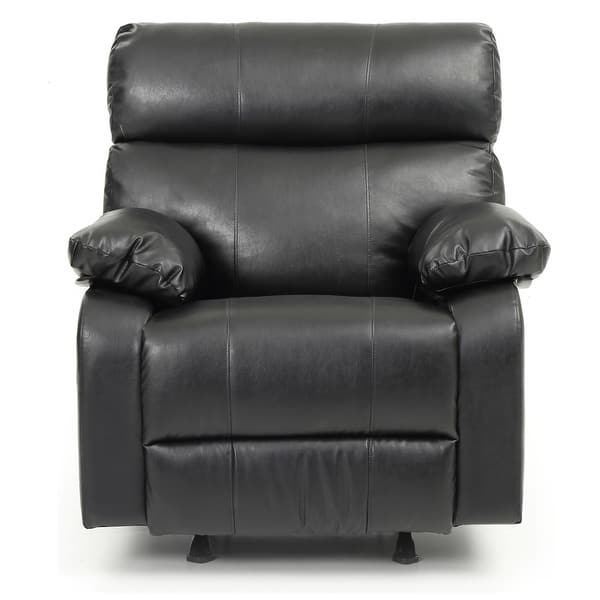 slide 2 of 4, Faux Leather Upholstered Reclining Chair with Padded Arms - 39" - Black