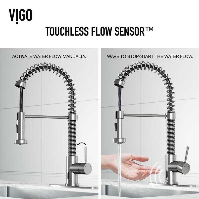 VIGO Edison 19" H Single Handle Pull-Down Sprayer Kitchen Faucet Set with Touchless Sensor