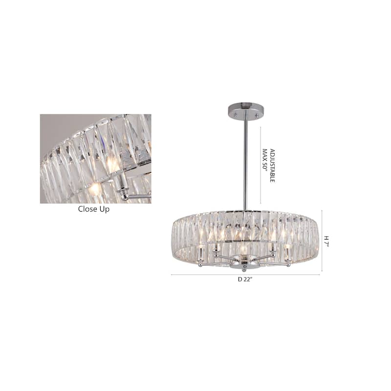 5-Light Chrome Chandelier With Clear Crystals