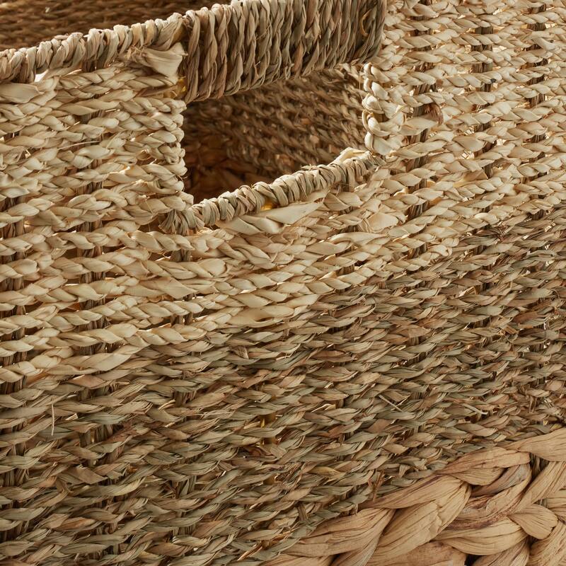Mixed Weave Hyacinth Seagrass Storage Basket Set Natural Wicker