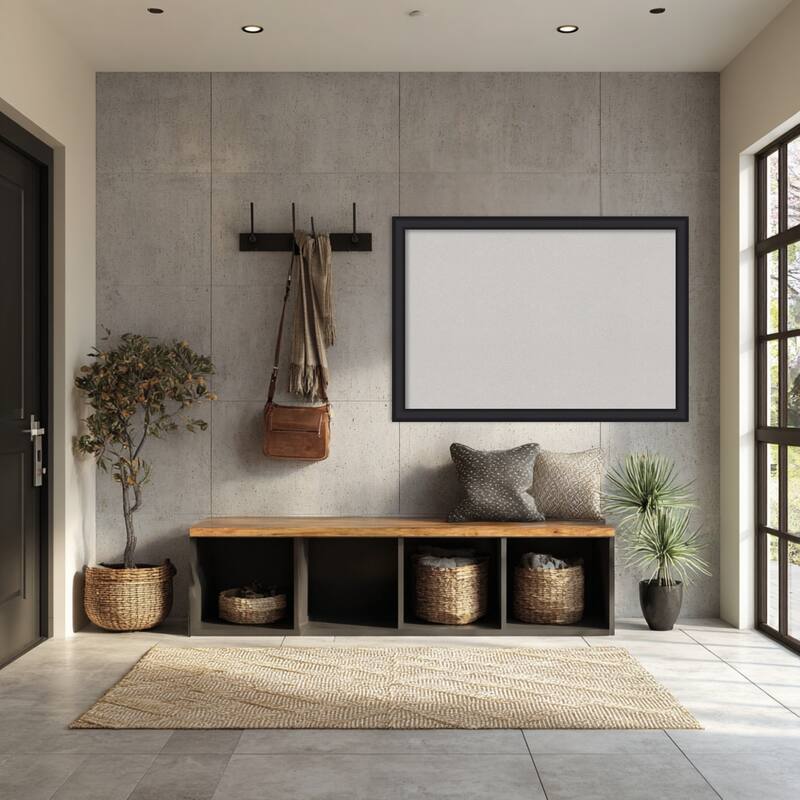 Oliver Black Narrow Wood Framed Cork Board - Bulletin Board, Organization Board, Pin Board