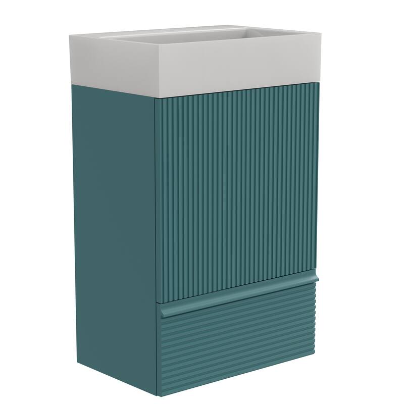 20" Striped Bathroom Vanity with Ceramic Sink, Freestanding Bathroom Cabinet for Modern Bathroom, KD