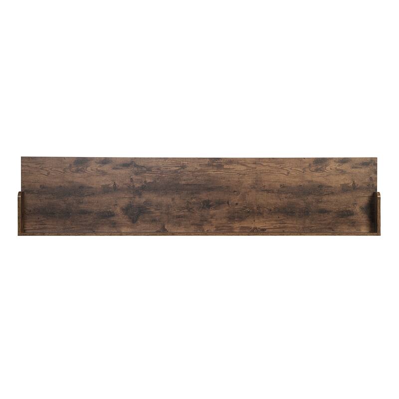 Rustic Brown Wood Finish Multipurpose Over the Bed Desk with Adjustable Height, Metal Legs with Casters, Overbed Table 1pc