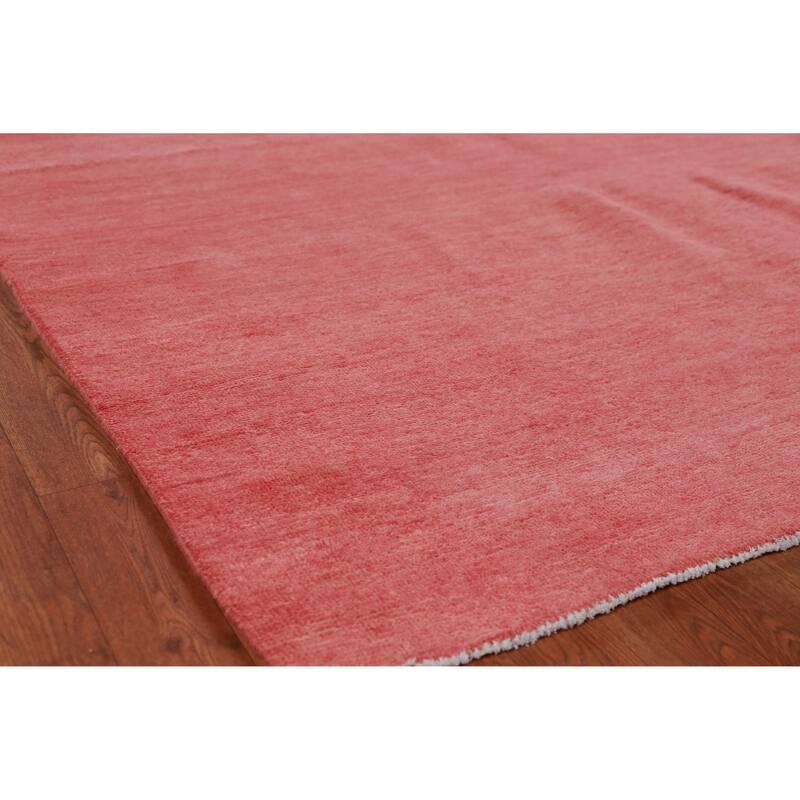 Hand Knotted Oriental 100% Wool Carpet Modern Solid Coral Gabbeh Area Rug - 8' 8'' X 6' 0''