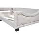 preview thumbnail 6 of 4, Beige Linen Upholstered Bed with Nailhead Trim, Unilateral Guardrail
