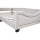 preview thumbnail 6 of 4, Linen Twin Size Upholstered Bed with Nailhead Trim