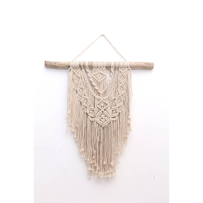 Novica Handmade Boho Splash Cotton Macrame Wall Hanging - Beige