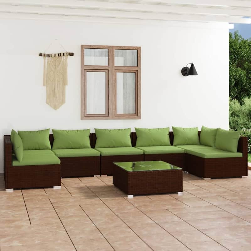 vidaXL Patio Lounge Set Outdoor Sectional Sofa Set Table Garden Poly Rattan - 27.6" x 27.6" x 23.8"
