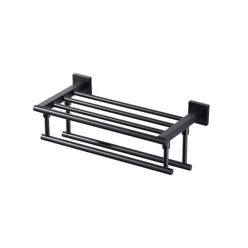 WOWOW Two Towel Holders Wall mounted Towel Rack - 16" - Matte Black