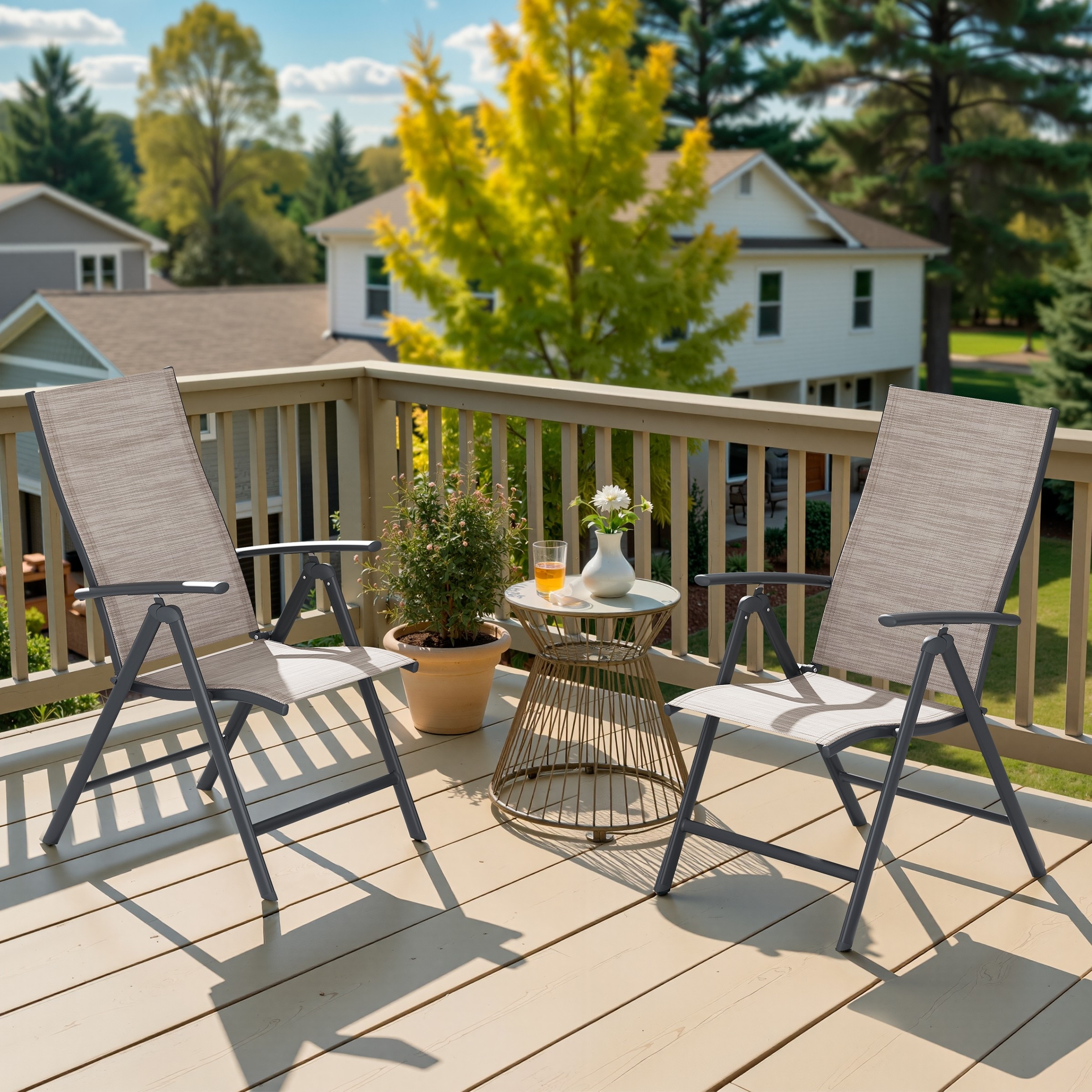 Outdoor Folding Patio Chair Set Adjustable Dining Chairs Set of 2/4/6