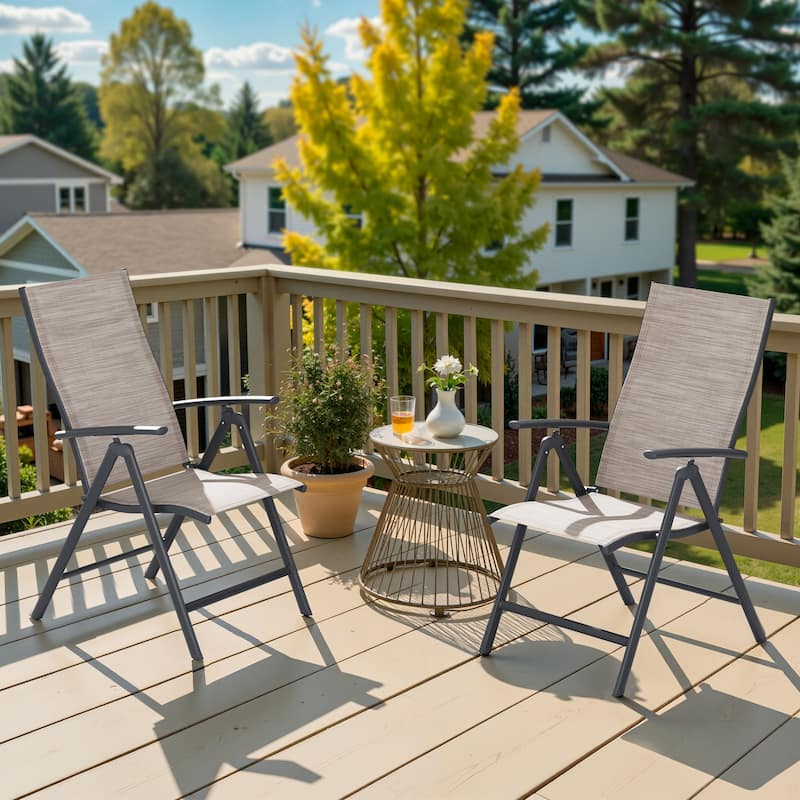 2/4/6-piece Folding Patio Chair Set Outdoor Adjustable Dining Chairs