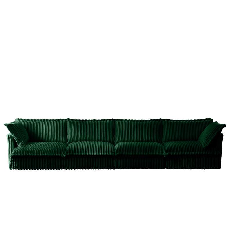 GDFStudio - Slipcovered 4-Seater 156.6" Corduroy Sofa with Removable Cover