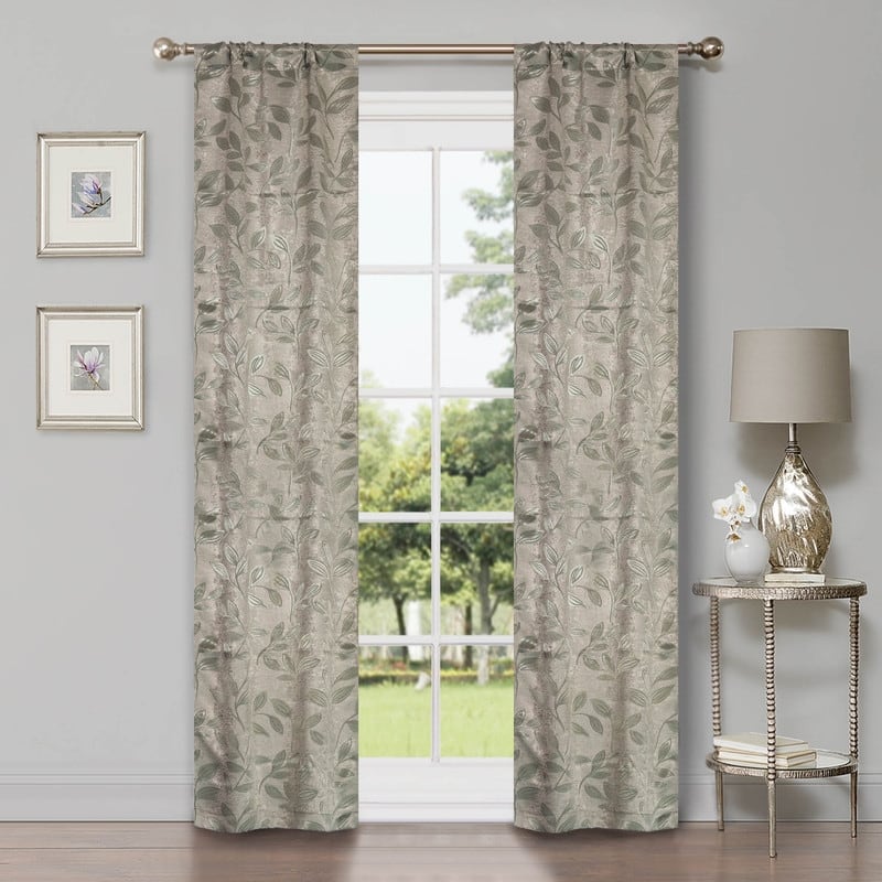 Superior Modern Bohemian Leaves Room Darkening Curtains with Grommets