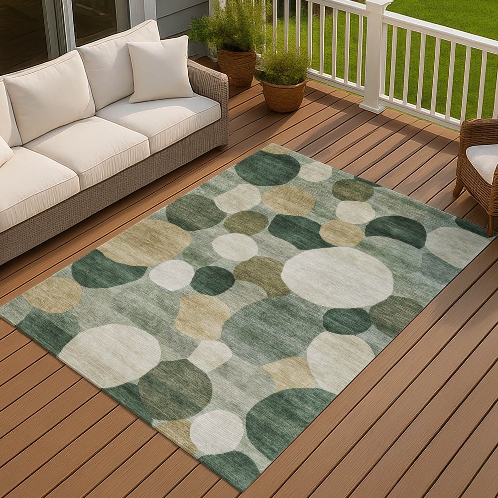 Machine Washable Indoor/ Outdoor Modern Circy Chantille Rug