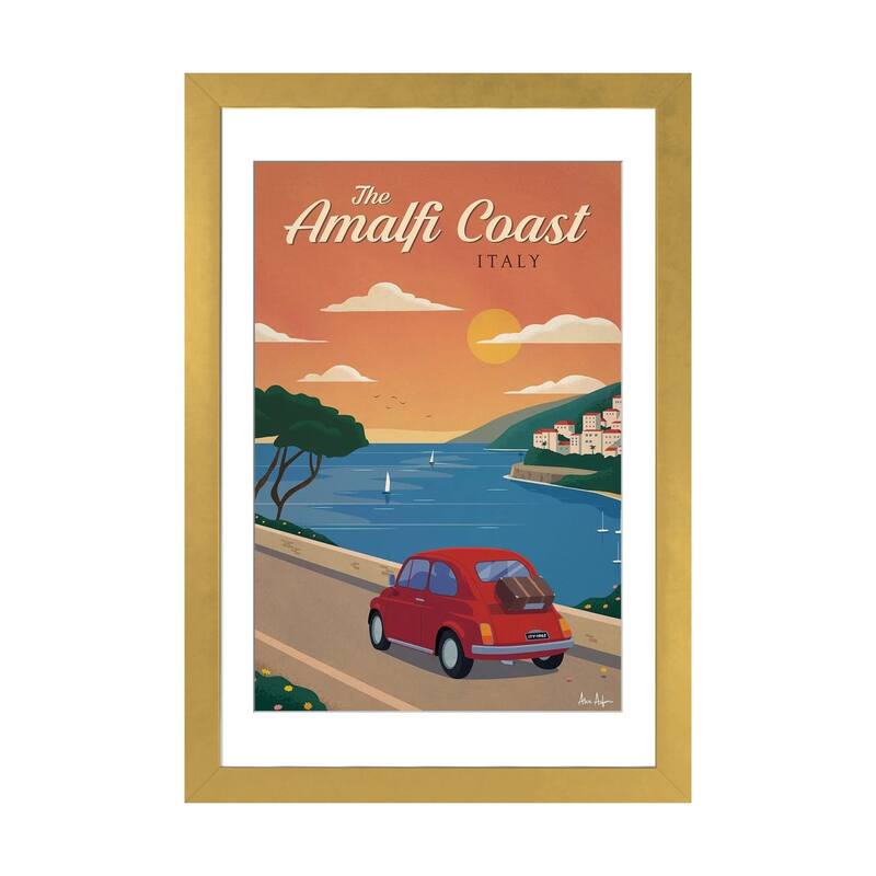 iCanvas "Amalfi Coast" by IdeaStorm Studios - Gold - 24x16x1
