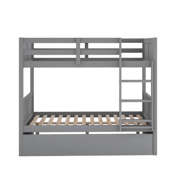 slide 2 of 50, Full over Full Bunk Bed with Trundle & Safety Rails Gray