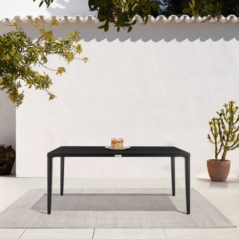 Aileen Grey Wicker and Black Aluminum 7 Piece Outdoor Dining Set