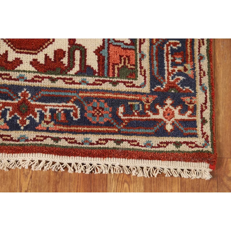 Hand Knotted Oriental 100% Wool Carpet Traditional Medallion Oranges & Rust Heriz (serapi) Area Rug - 5' 2'' X 2' 11''