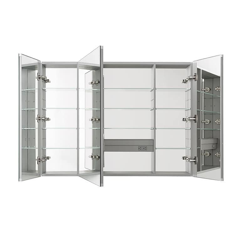 AQUADOM Royale 40W Medicine Cabinet Defogger, 3X LED Lighted Vertically Adjustable Magnifying Mirror, Electrical Outlets.