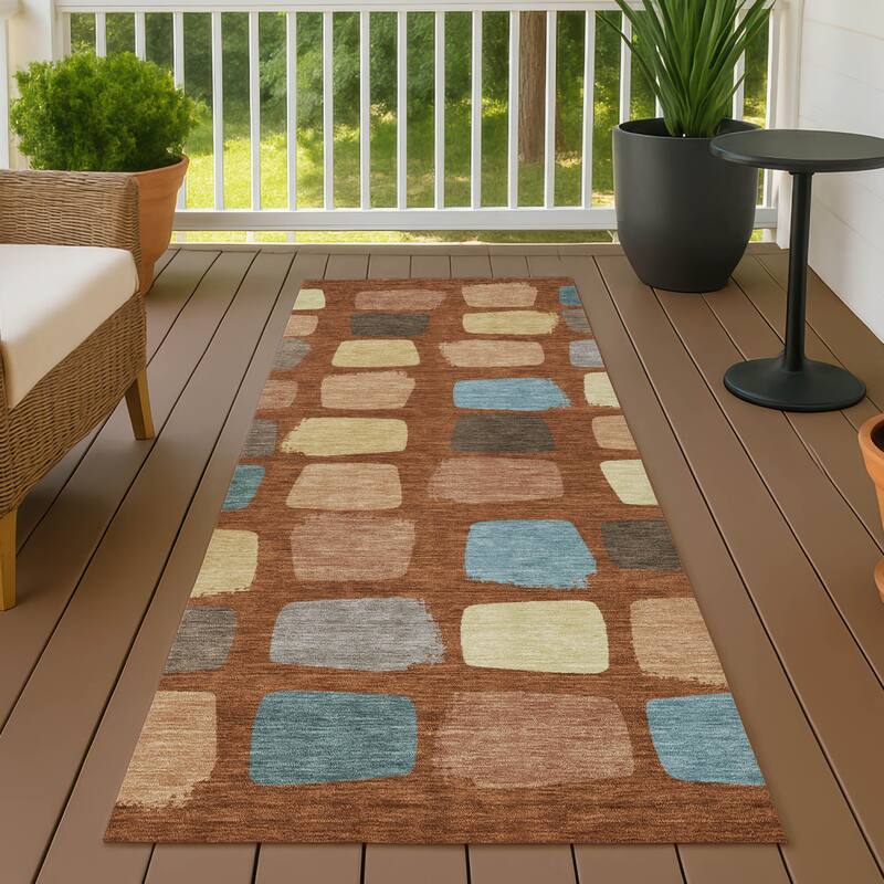 Machine Washable Indoor/ Outdoor Casual Hoppy Chantille Rug - Paprika - 2'3" x 7'6"