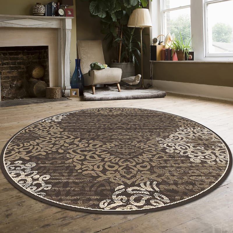 Admire Home Living Plaza Modern Abstract Damask Pattern Area Rug