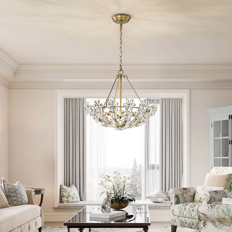 Rosa Glam 3-Light Daisy Crystal Glass Flower Chandelier