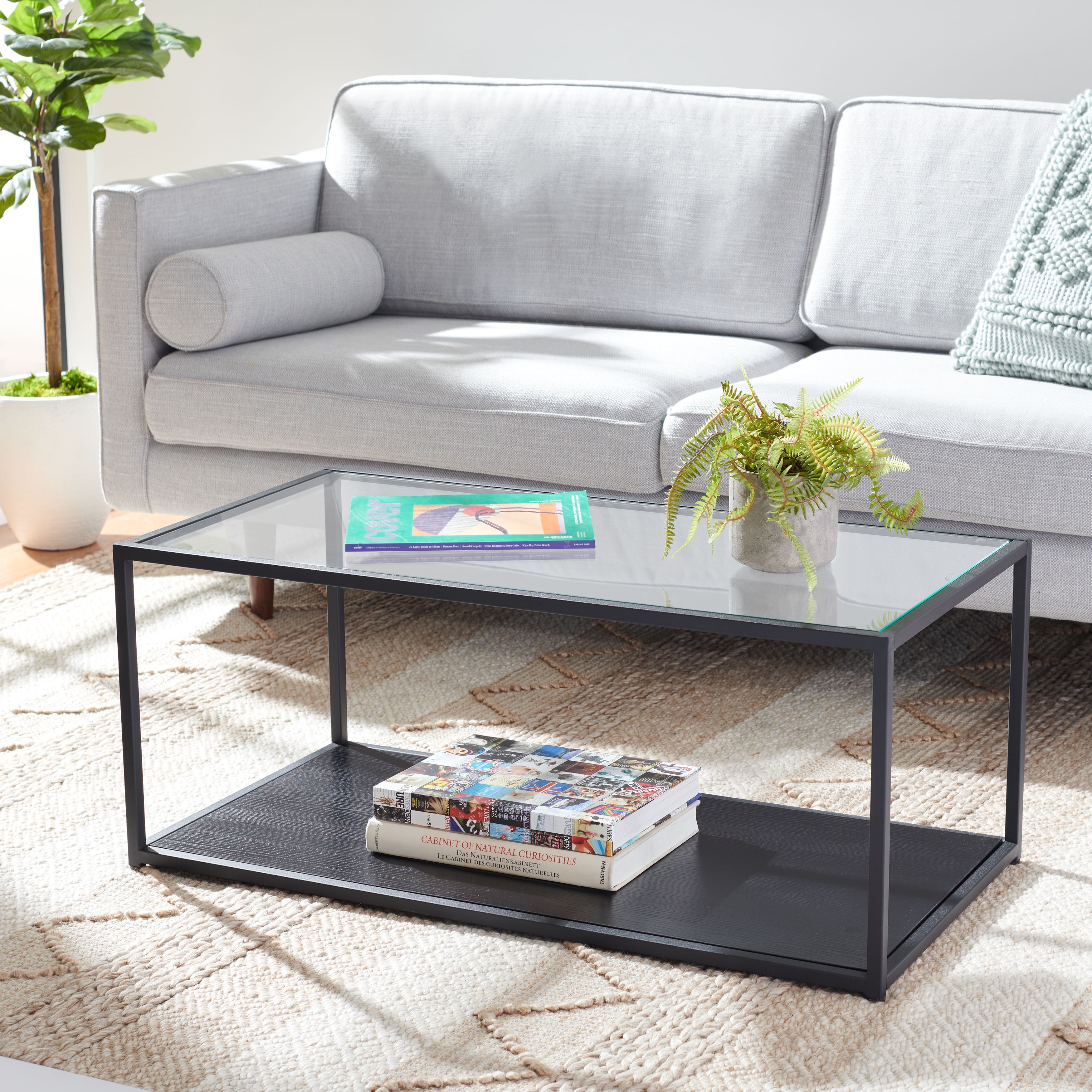 SAFAVIEH Faranaz Industrial Metal Coffee Table, 39.37-Inch, Black - 39Wx20Dx17H