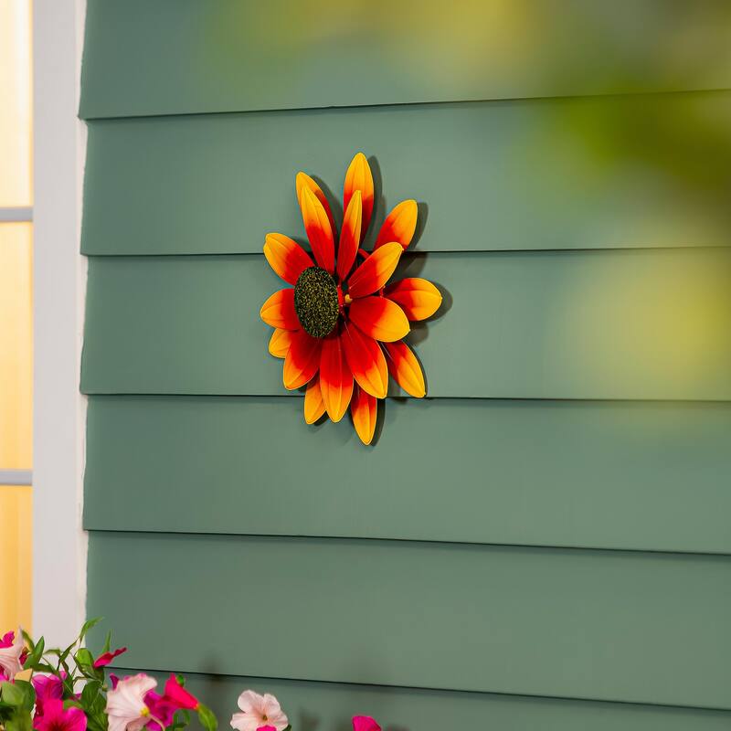 13" Metal Red Sunflower Wall Spinner