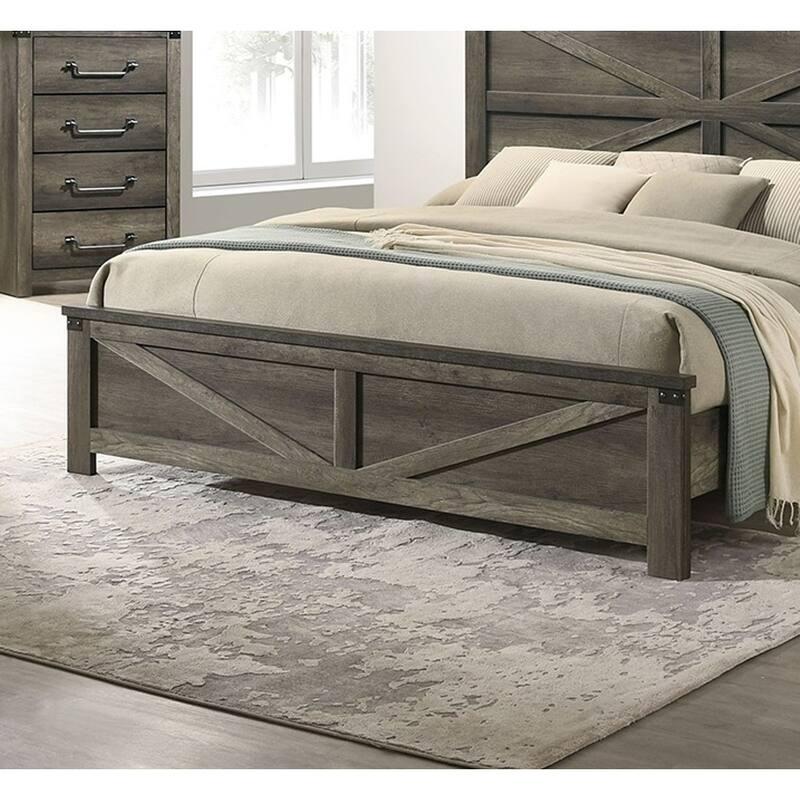 Queen Size Engineered Wood Platform Bed Set with Farmhouse Headboard and 2 Nightstands