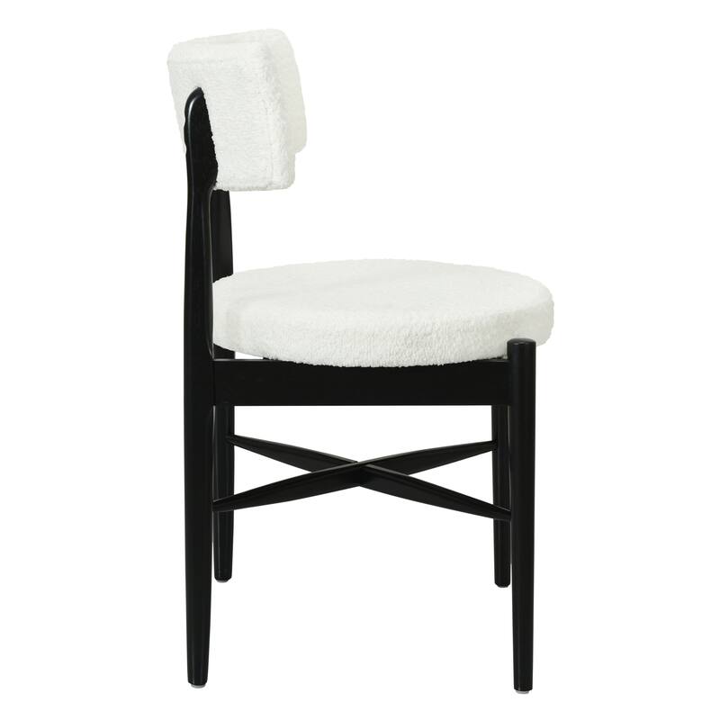 Mid-Century Modern Boucle Dining Chairs with Curved Unique Open Back(Set of 2)