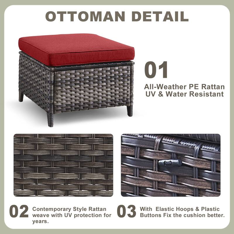Pocassy Outdoor Patio Chairs with Ottomans Set of 4
