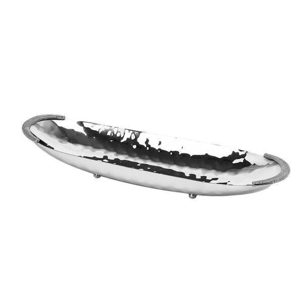 Shop Hammered Boat Shaped Dish With Silver Embossed Handles