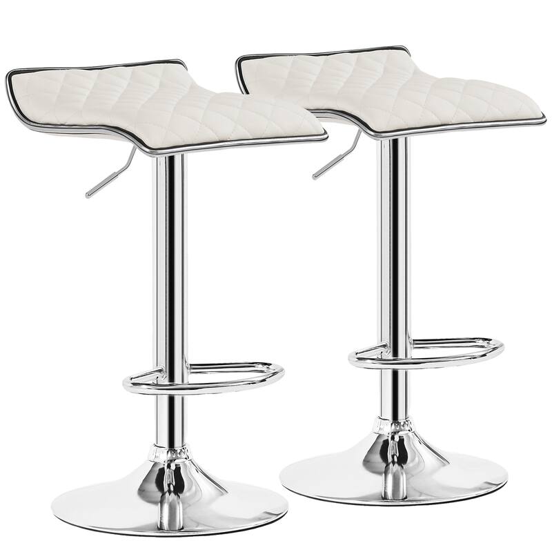 VECELO Barstools Adjustable Height Faux Leather Backless Modern Swivel Bar Stools (Set of 2)-Five colors