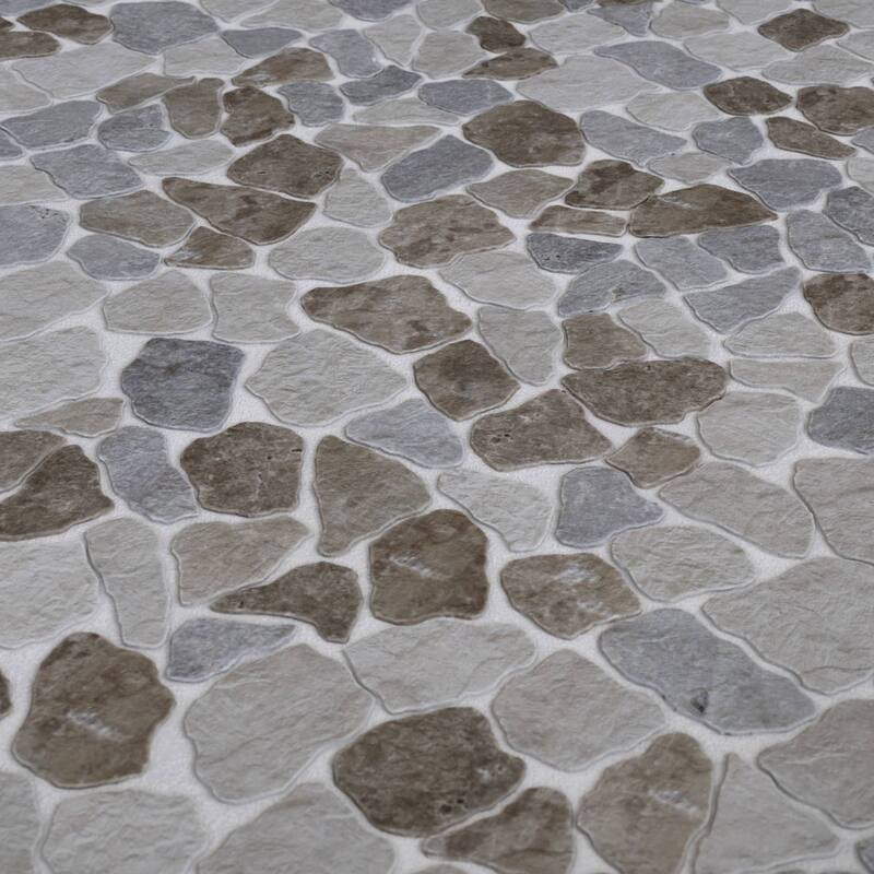 Full Eclectic 18 in. x 18 in. Marble Tumbled Wall and Floor Tile - Neutral Silver Mix - 18 in. x 18 in.